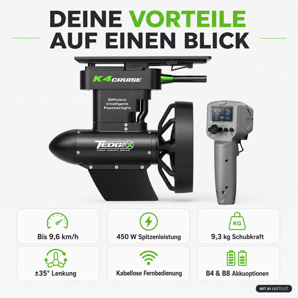 Supfix SpinX motor + 4 or 8 h battery + remote control