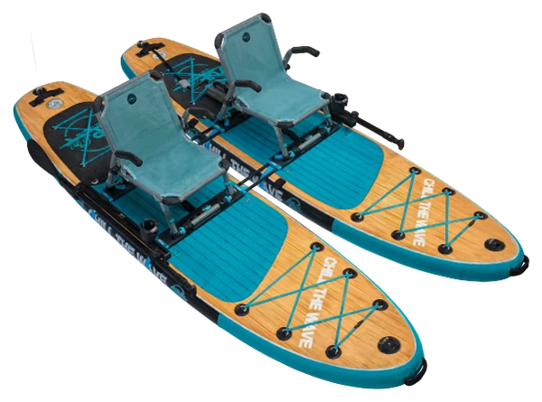 SUPfix TWO mit zwei Sitzsystemen und Kopplung auf zwei SUP-Boards. Boards nicht enthalten.